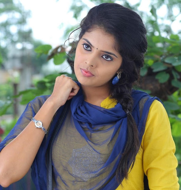 Telugu Girl Shravya Stills In Yellow Churidar Salwar Kameez 21